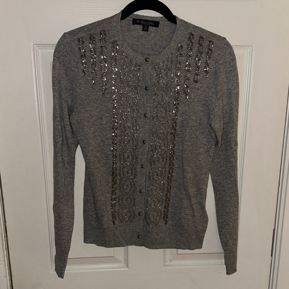 Brooks Brothers Gray Cardigan with Sequin Accents